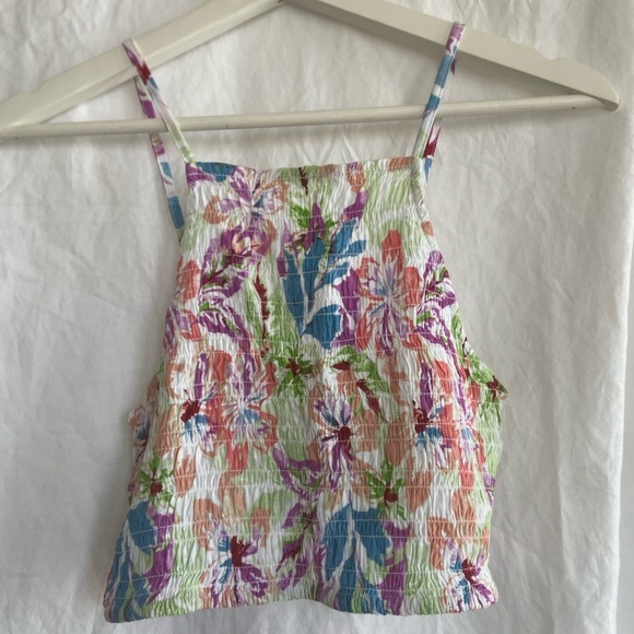 Roxy floral pualani sleeveless crop top smocked size Small - Picture 4 of 15